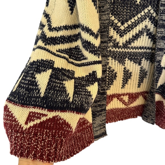 Mika & Gala Wool Blend Marled Knit Southwestern Aztec Open Cardigan Small - Picture 2 of 4